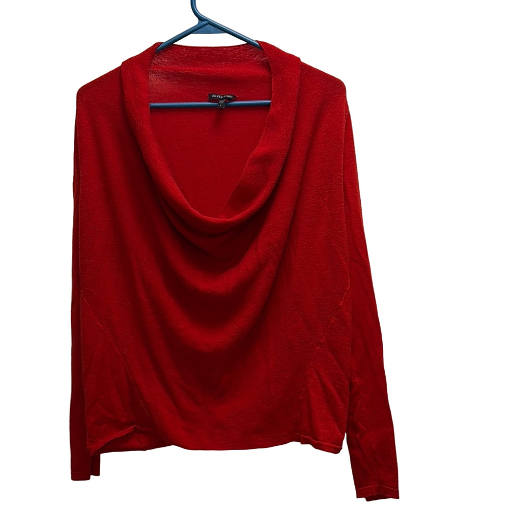 Eileen Fisher Red Cowl Neck Sweater Soft Knit Merino Wool Large